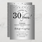 Überraschung 30-jähriges Party Silver Black Einladung (Vorne/Hinten)