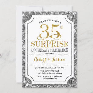 Überraschung 35. Hochzeitstag - Silber Gold Einladung