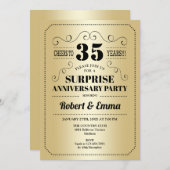 Überraschung 35-jähriges Party - Gold Black Einladung (Vorne/Hinten)