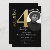 Überraschung 40. Black Gold Geburtstag Einladung F (Vorne/Hinten)