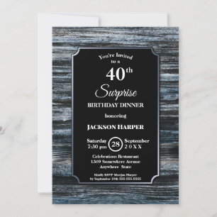Überraschung 40. Geburtstag Abendessen Holz Party Einladung