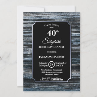 Überraschung 40. Geburtstag Abendessen Holz Party Einladung