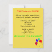 Überraschung 40. Geburtstag Balloons Einladungen (Rückseite)