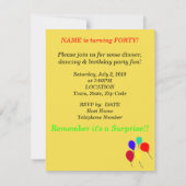 Überraschung 40. Geburtstag Balloons Einladungen (Rückseite)