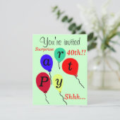 Überraschung 40. Geburtstag Balloons Einladungen (Stehend Vorderseite)
