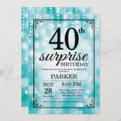 Überraschung 40. Geburtstag Einladung Aquamariner (Vorne/Hinten)