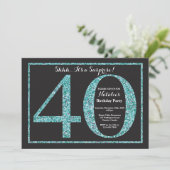 Überraschung 40. Geburtstag Einladung Aquamariner (Stehend Vorderseite)