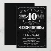 Überraschung 40. Geburtstag Einladung Chalkboard (Vorne/Hinten)