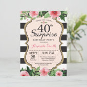 Überraschung 40. Geburtstag Einladung Frauen Flora (Stehend Vorderseite)