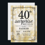 Überraschung 40. Geburtstag Einladung Gold Glitzer<br><div class="desc">Überraschung 40. Geburtstag Einladung mit Gold String Lights mit Gold Glitzer Background. Gold zum Geburtstag. Erwachsener zum Geburtstag. Männer oder Frauen laden ein. 13. 15. 16. 18. 20. 21. 30. 40. 50. 60. 70. 80. 90. 100. Jedes Alter. Für weitere Anpassungen klicken Sie bitte auf die Schaltfläche "Anpassen" und verwenden...</div>