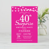 Überraschung 40. Geburtstag Einladung Hot Pink (Stehend Vorderseite)
