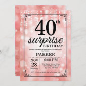 Überraschung 40. Geburtstag Einladung Pink Glitzer (Vorne/Hinten)