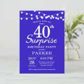 Überraschung 40. Geburtstag Einladung Royal Blue (Stehend Vorderseite)