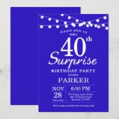 Überraschung 40. Geburtstag Einladung Royal Blue (Vorne/Hinten)
