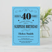Überraschung 40. Geburtstag Einladung Schwarz und  (Stehend Vorderseite)