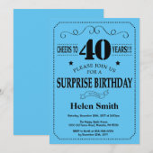 Überraschung 40. Geburtstag Einladung Schwarz und  (Vorne/Hinten)