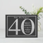 Überraschung 40. Geburtstag Einladung Silberner Gl (Stehend Vorderseite)