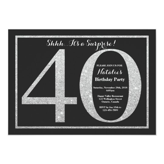 Überraschung 40. Geburtstag Einladung Silberner Gl Zazzle.de