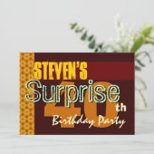 Überraschung 40. Geburtstag Gold und Schokoladenst Einladung (Stehend Vorderseite)