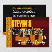 Überraschung 40. Geburtstag Gold und Schokoladenst Einladung (Vorne/Hinten)