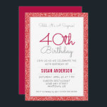 Überraschung 40. Geburtstag Imitate Roter Glitzer Einladung<br><div class="desc">Diese stilvolle Überraschung 40. Geburtstag Party Einladung mit einem roten Imitat Glitzer Rand. Benutzerdefinierter Text erlaubt es Ihnen,  Ihre Einladungsdetails hinzuzufügen.</div>