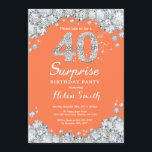 Überraschung 40. Geburtstag Koralle Silber Diamond Einladung<br><div class="desc">Überraschung 40. Geburtstag Einladung. Korallen und Silber Kristall Diamond roten Hintergrund. Eleganter Geburtstag Bash einladen. Erwachsener zum Geburtstag. Frauen zum Geburtstag. Männer zum Geburtstag. Für weitere Anpassungen klicken Sie bitte auf die Schaltfläche "Anpassen" und verwenden Sie unser Designwerkzeug,  um diese Vorlage zu ändern.</div>