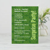 ÜBERRASCHUNG 40. Geburtstag Moderne Grüne Sterne Einladung (Stehend Vorderseite)