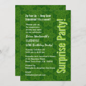 ÜBERRASCHUNG 40. Geburtstag Moderne Grüne Sterne Einladung (Vorne/Hinten)