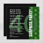 ÜBERRASCHUNG 40. Geburtstag Moderne Grüne Sterne G Einladung (Vorne/Hinten)