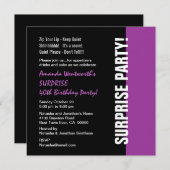 ÜBERRASCHUNG 40. Geburtstag Modernes Schwarzes Lil Einladung (Vorne/Hinten)