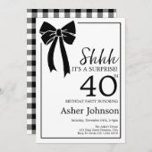 Überraschung 40. Geburtstag Party Black Bow Coquet Einladung (Vorne/Hinten)