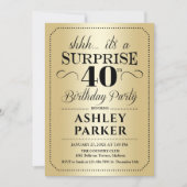 Überraschung 40. Geburtstag Party - Gold Einladung (Vorderseite)