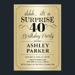 Überraschung 40. Geburtstag Party - Gold Einladung<br><div class="desc">Überraschung 40. Geburtstag Party Einladung. Einfaches Design in Gold und Schwarz. Mit Imitaten goldenes Folienmuster und elegantem Schriftart. Überraschende Feier für Mann oder Frau. Kann in jedem Alter angepasst werden!</div>