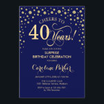 Überraschung 40. Geburtstag Party - Navy Blue Gold Einladung<br><div class="desc">Überraschung 40. Geburtstag Party Einladung. Elegantes Design in Marineblau und Imitat Glitzer Gold. Enthält Skript-Schriftart und Diamanten Konfetti. Feiert bis 40 Jahre! Nachricht,  wenn Sie weitere Anpassungen benötigen.</div>