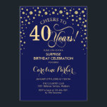 Überraschung 40. Geburtstag Party - Navy Blue Gold Einladung<br><div class="desc">Überraschung 40. Geburtstag Party Einladung. Elegantes Design in Marineblau und Imitat Glitzer Gold. Enthält Skript-Schriftart und Diamanten Konfetti. Feiert bis 40 Jahre! Nachricht,  wenn Sie weitere Anpassungen benötigen.</div>
