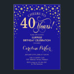 Überraschung 40. Geburtstag Party - Royal Blue Gol Einladung<br><div class="desc">Überraschung 40. Geburtstag Party Einladung. Elegantes Design in Saphir königsblau und Imitate Glitzer Gold . Enthält Skript-Schriftart und Diamanten Konfetti. Feiert bis 40 Jahre! Nachricht,  wenn Sie weitere Anpassungen benötigen.</div>