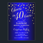 Überraschung 40. Geburtstag Party - Royal Blue Gol Einladung<br><div class="desc">Überraschung 40. Geburtstag Party Einladung Elegantes Design in Imitaten Glitzer Gold und königsblau. Enthält Skript-Schriftart und Konfetti. Feiert bis 40 Jahre! Melde mich,  wenn du ein Alter brauchst.</div>