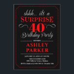 Überraschung 40. Geburtstag Party - Schwarz-Weiß Einladung<br><div class="desc">Überraschung 40. Geburtstag Party Einladung. Einfaches Design in Schwarz-Weiß. Enthält einen stilvollen Script-Schriftart. Überraschende Feier für Mann oder Frau. Kann in jedem Alter angepasst werden!</div>
