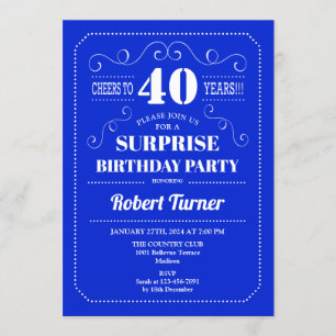 Überraschung 40. Geburtstag - Royal Blue Einladung