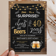Überraschung 40. Geburtstag Rustikale Kreidetafel