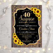 Überraschung 40. Geburtstag - Sonnenblumen Rustika Einladung