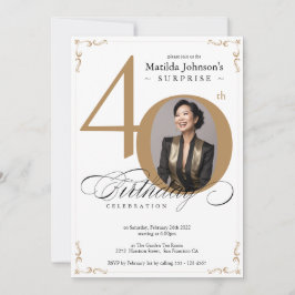 Überraschung 40. Geburtstag White Gold Elegant Cus Einladung