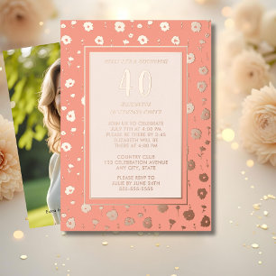 Überraschung 40. Geburtstagsfeier Floral Elegant K Folieneinladung