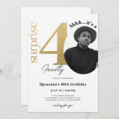 Überraschung 40. Gold Geburtstag Einladung mit Fot (Vorne/Hinten)