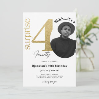 Überraschung 40. Gold Geburtstag Einladung mit Fot