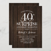 Überraschung 40. Hochzeit Jubiläum Holz Einladung (Vorne/Hinten)