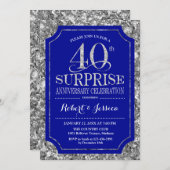 Überraschung 40. Hochzeitstag - Blue Silver Einladung (Vorne/Hinten)