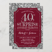 Überraschung 40. Hochzeitstag - Rotes Silber Einladung (Vorne/Hinten)
