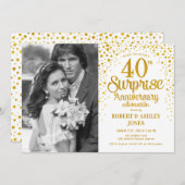 Überraschung 40 Jahre Jubiläum mit Foto - Weißes G Einladung (Vorne/Hinten)