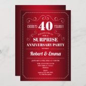 Überraschung 40 Jahre Party - Ruby Red Einladung (Vorne/Hinten)